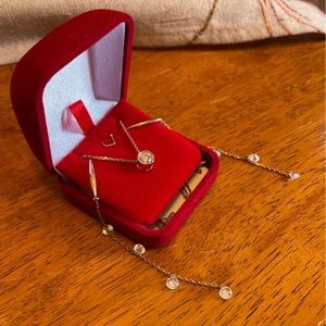 Rose Gold Played Sterling Silver Necklace and Dangle Earrings